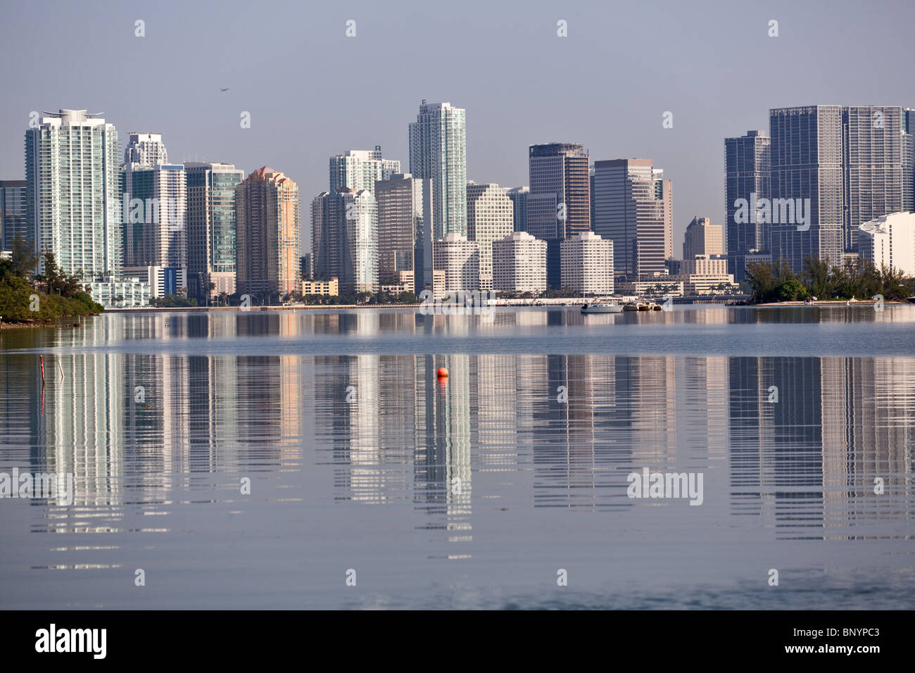 Miami skyline reflection Stock Photo