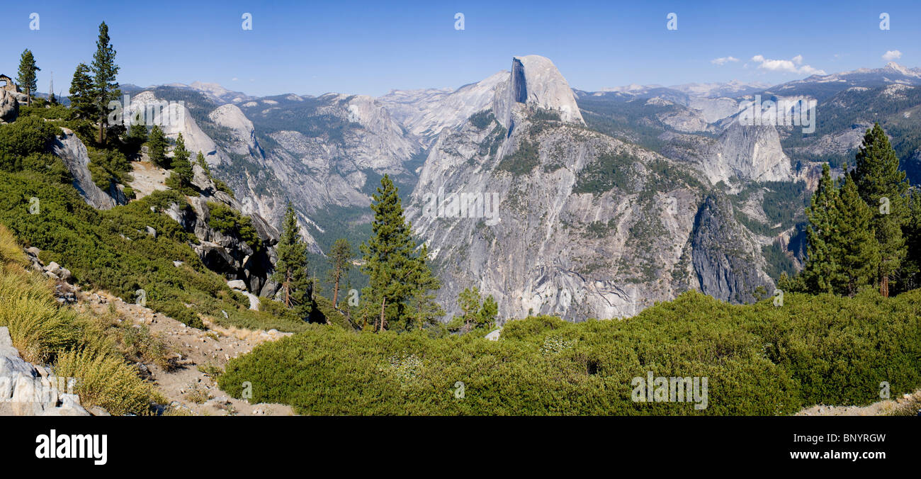 View on Half Dome from Glacier Point, Yosemite National Park, California, USA. Stock Photo