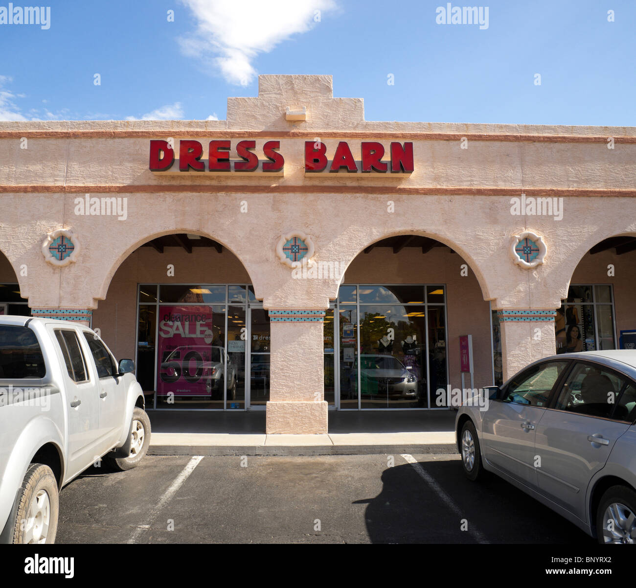 Sedona, Arizona - factory outlet retail Oak Creek shopping strip mall on Highway 179. Dress Barn. Stock Photo