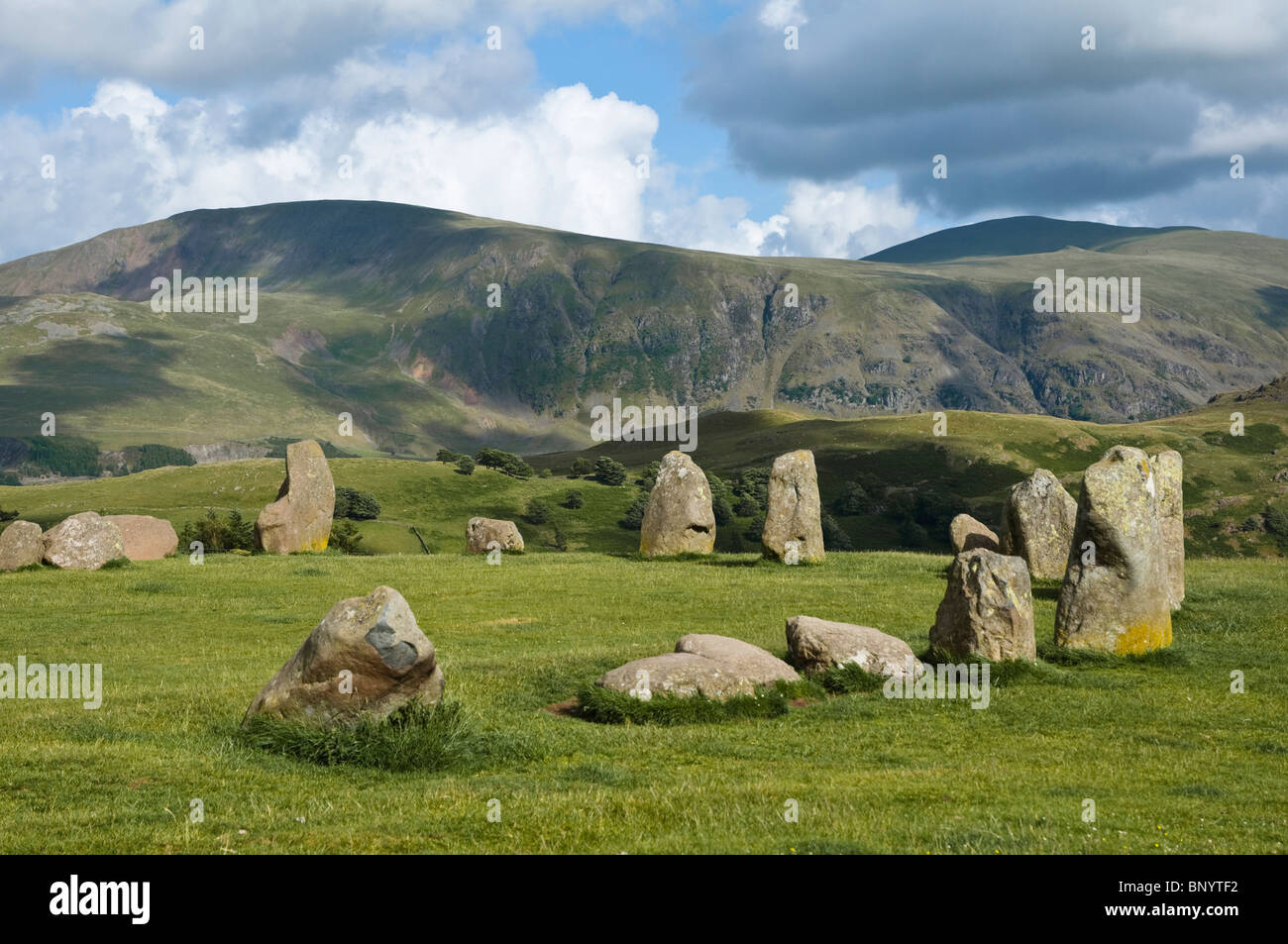Castlerigg Stone Circle, nr Keswick, with Clough Head and Great Dodd beyond. The Lake District, Cumbria, England, UK Stock Photo