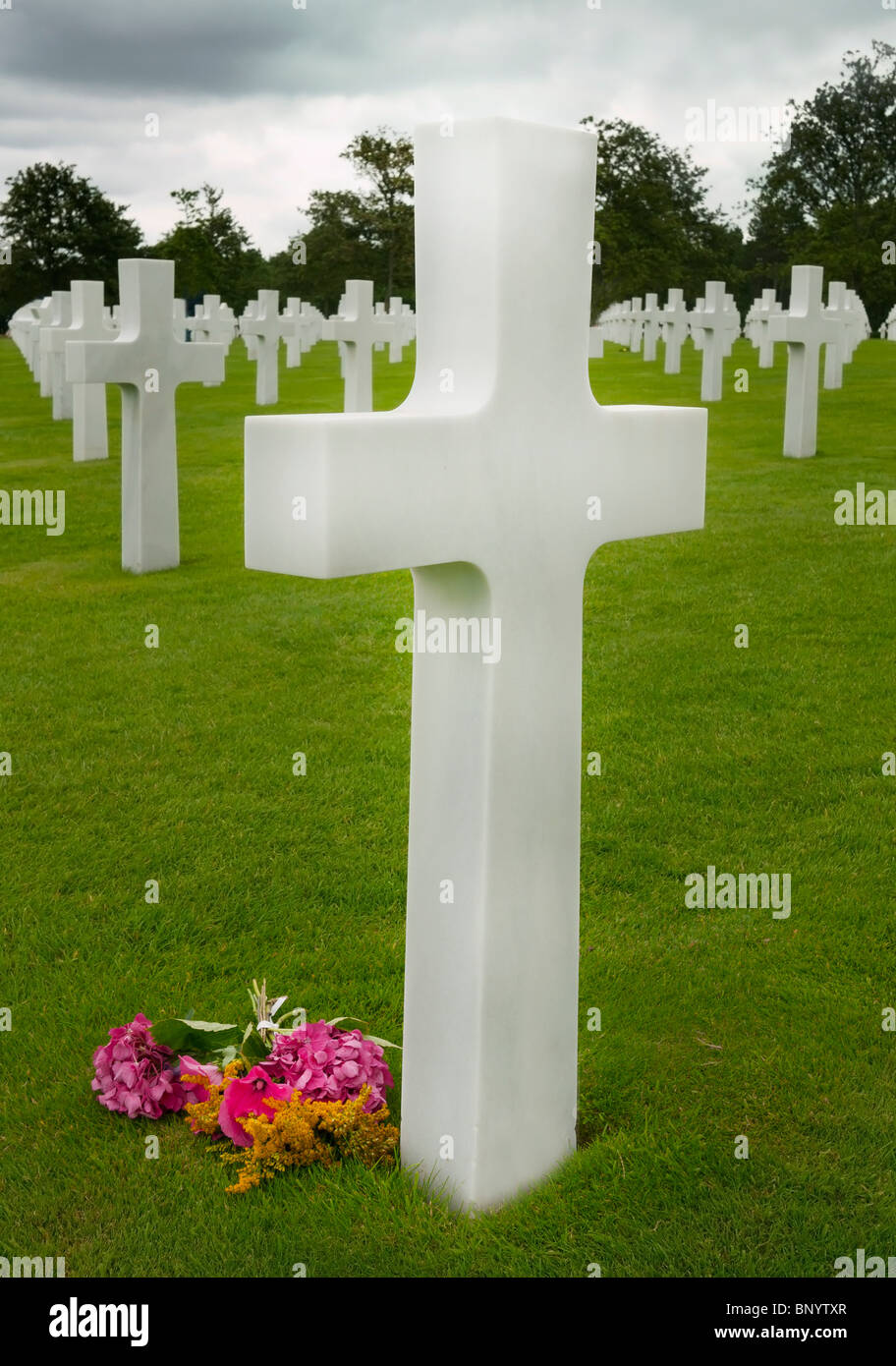 American cemetery in Omaha Beach, Normandy Stock Photo