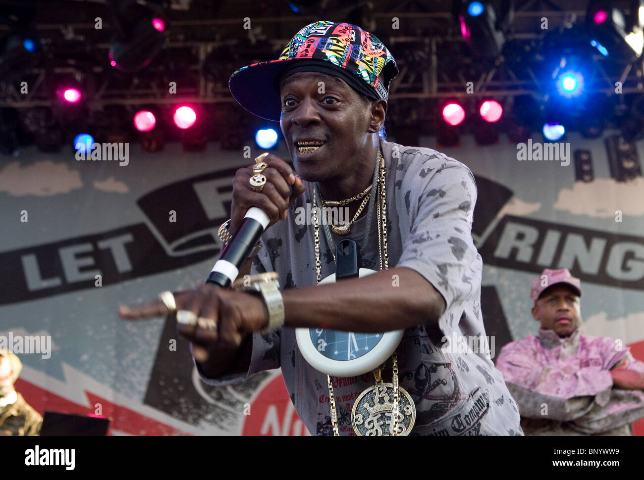 Flavor Flav of Public Enemy performing live. Stock Photo