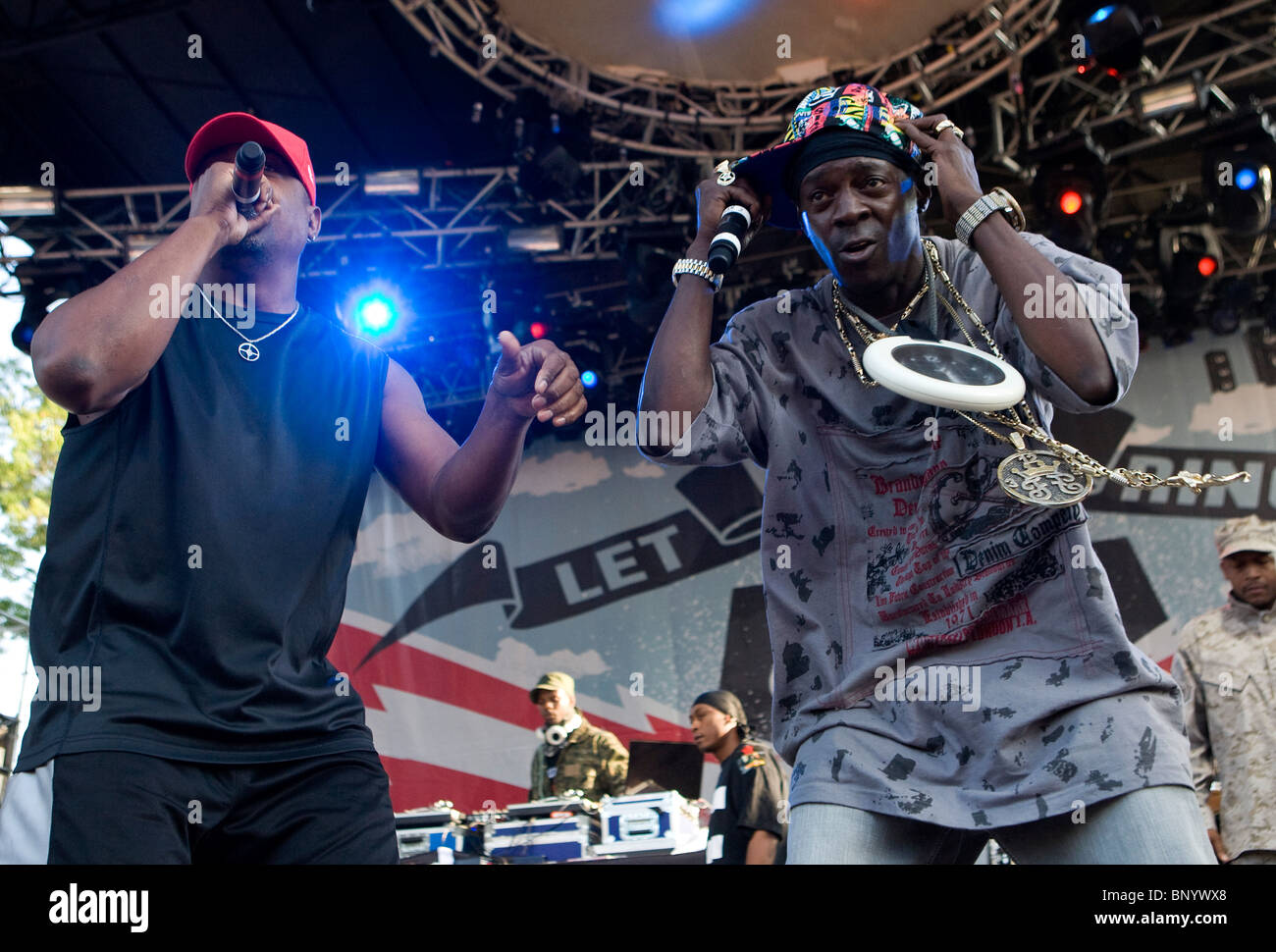 Chuck D and Flavor Flav of Public Enemy performing live. Stock Photo