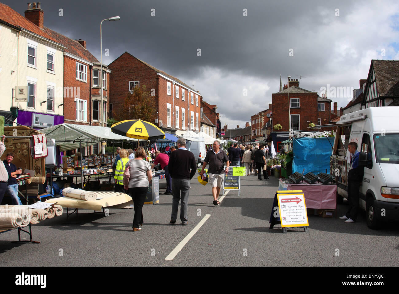 A street market in Grantham, Lincolnshire, England, U.K Stock Photo Alamy
