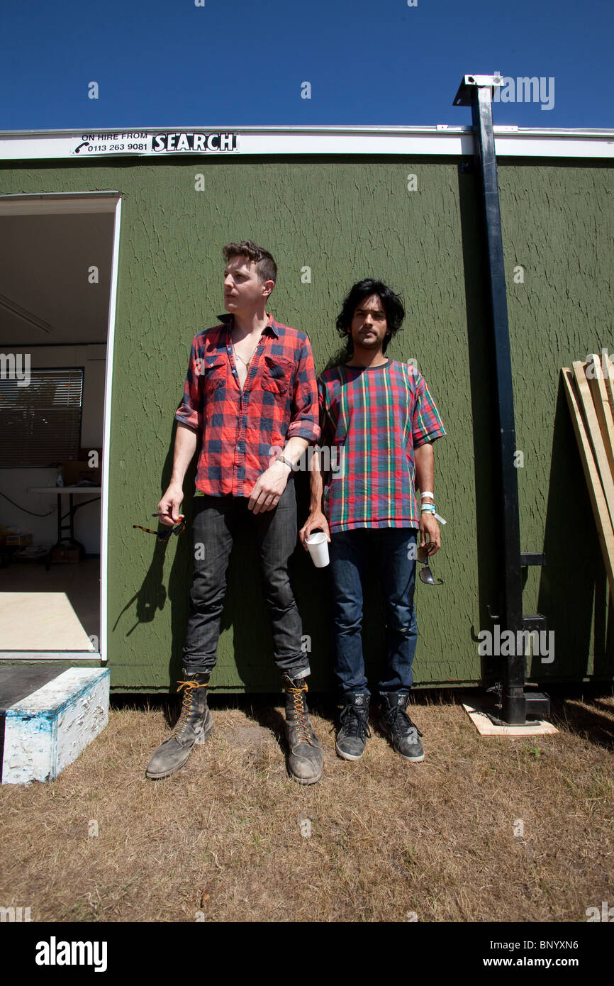 Ira Wolf Tuton & Anand Wilder from Yeasayer,  backstage at the Latitude Festival 2010, Suffolk, United Kingdom. Stock Photo