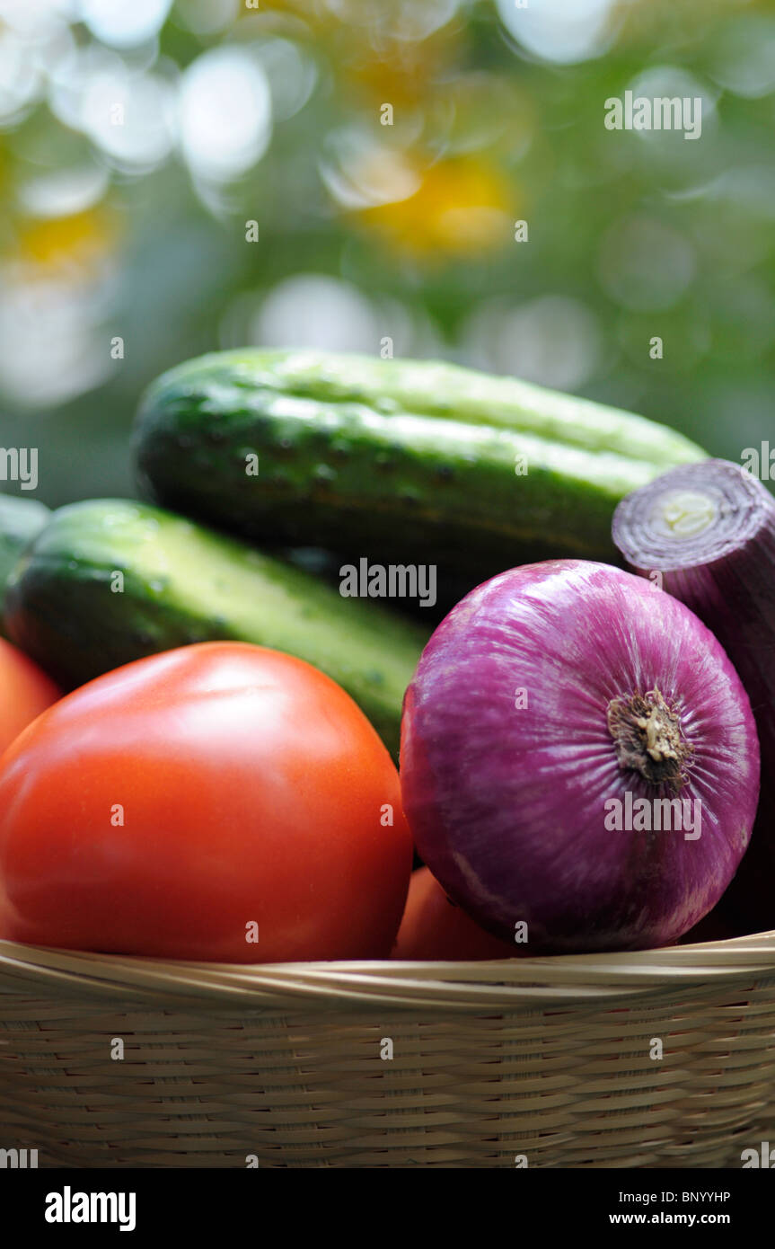Vegetables, Raw Red Onion, Cucumbers, Tomatoes Stock Photo Alamy