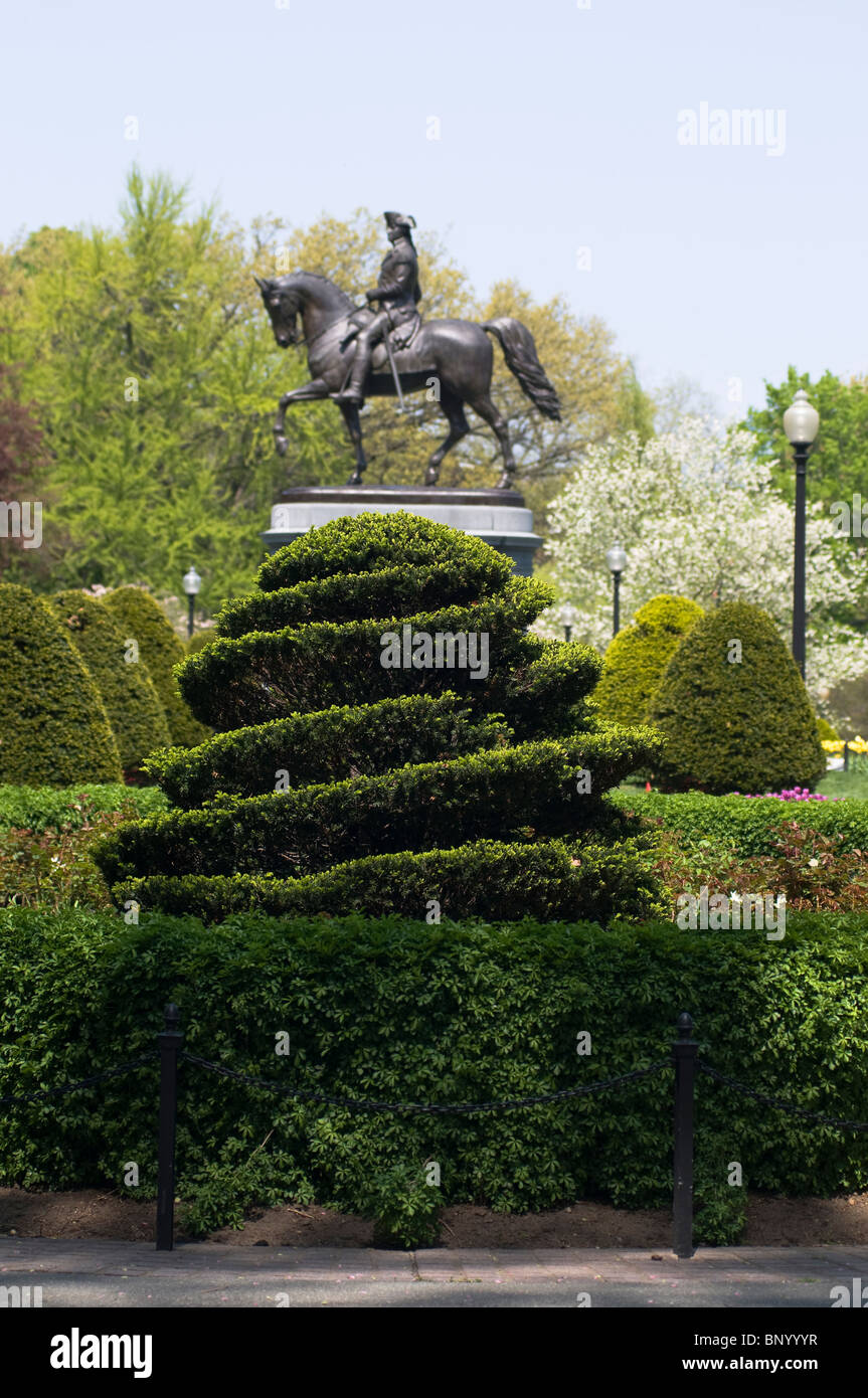 George Washington statue in Boston's public gardens. Stock Photo