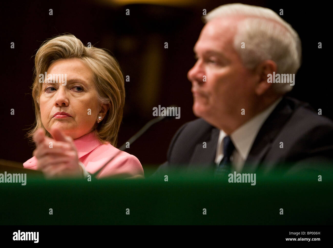 Secretary of State Hillary Clinton, Defense Secretary Robert Gates. Stock Photo