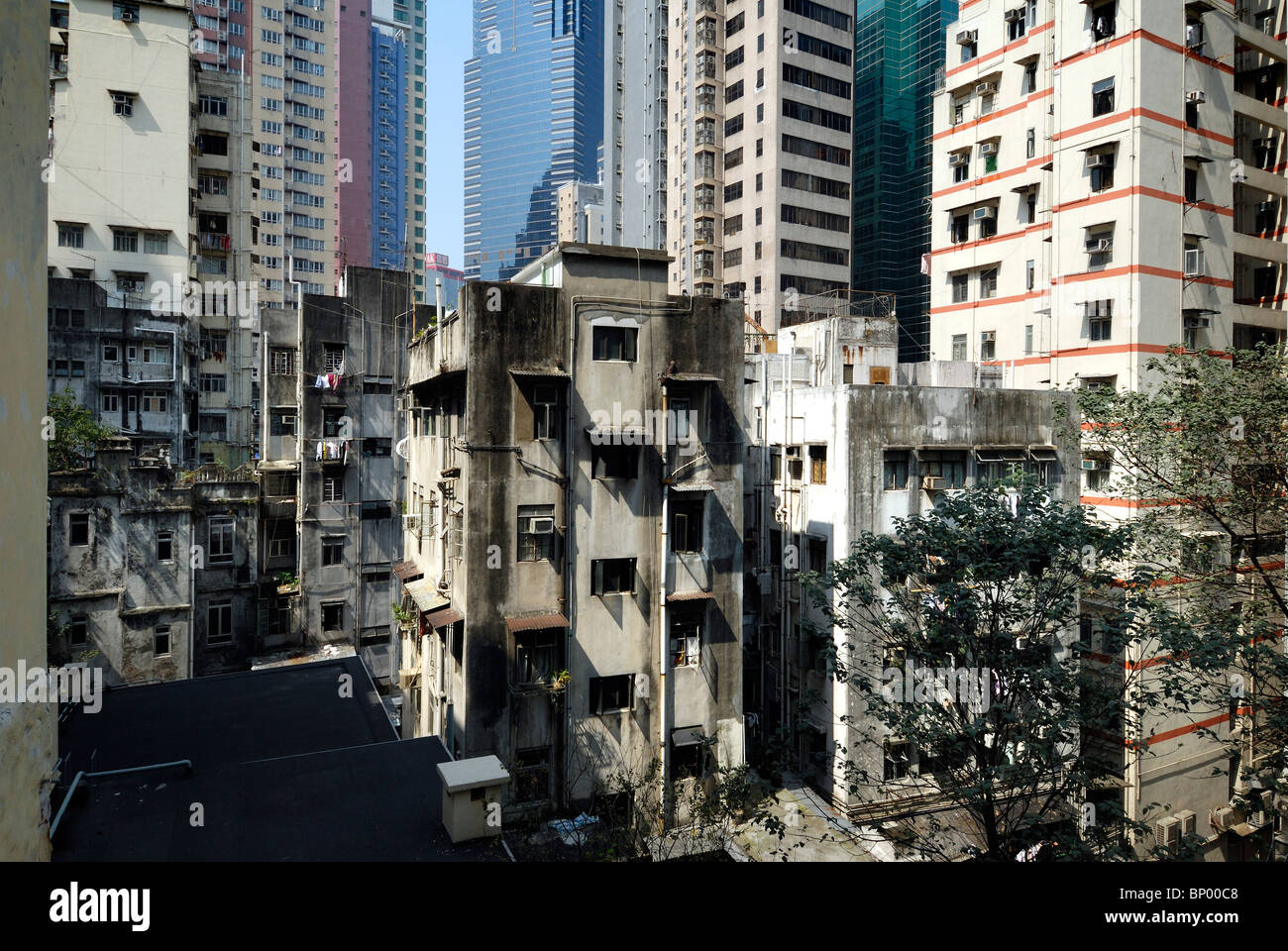 Old area in Central Hong Kong destined for redevelopment. Surrounded by