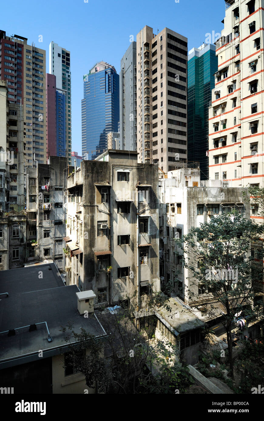 Old area in Central Hong Kong destined for redevelopment. Surrounded by
