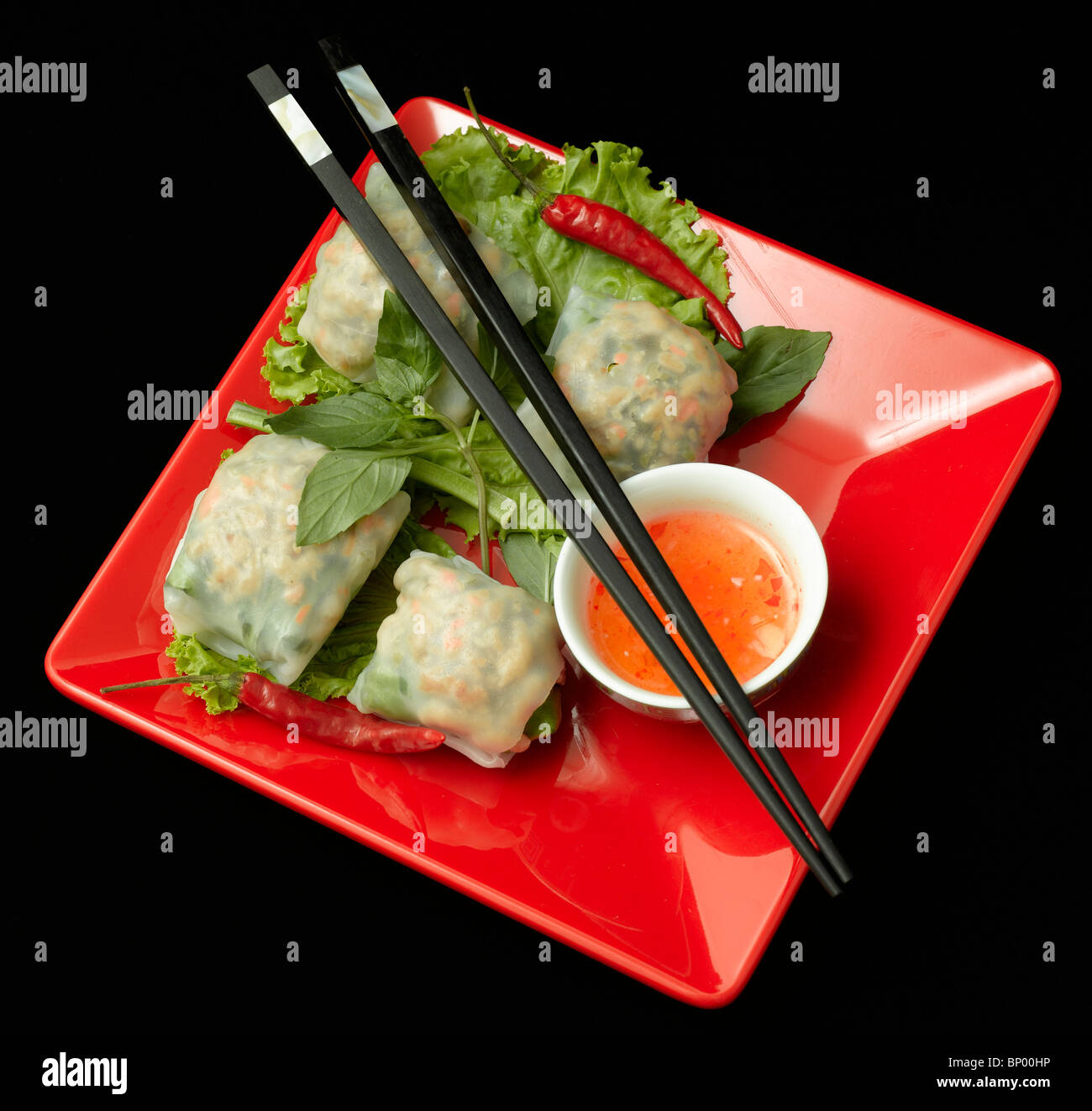Long Rice Rolls Fresh rice roll with vegetable (large format photo Stock Photo - Alamy