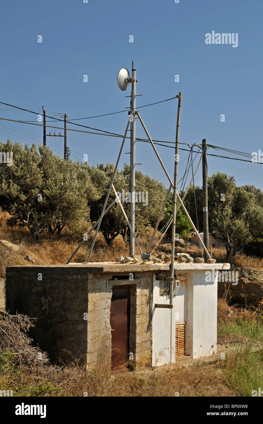 Accessing internet in rural area via microwave receiver. Crete, Greece  Stock Photo - Alamy