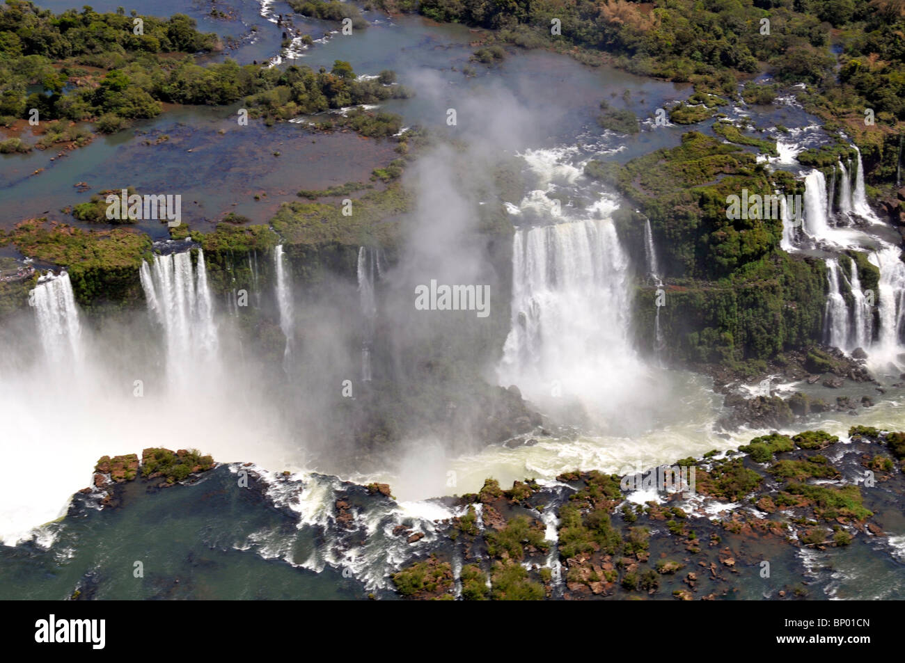 Aerial view of Iguassu Falls, Foz do Iguaçu, Parana, Border between Brazil and Argentina Stock Photo
