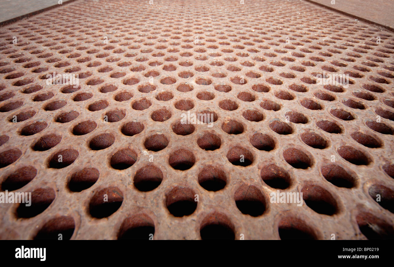 Rusty metal lattice close up - the heat exchanger Stock Photo