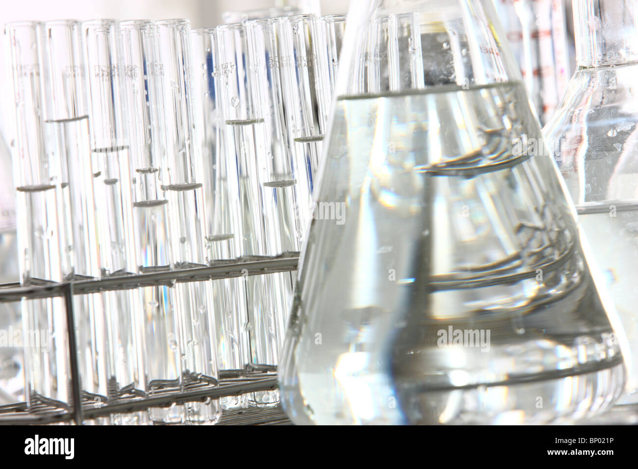 Different chemicals in test tubes, glass container, in a laboratory Stock Photo Alamy
