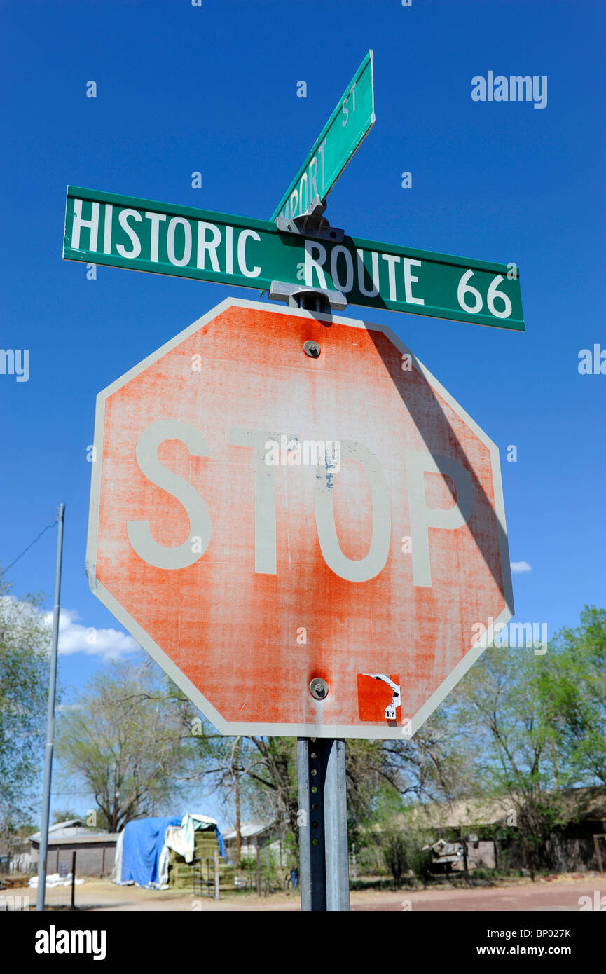 Worn Stop Sign Seligman Arizona Route 66 Stock Photo Alamy