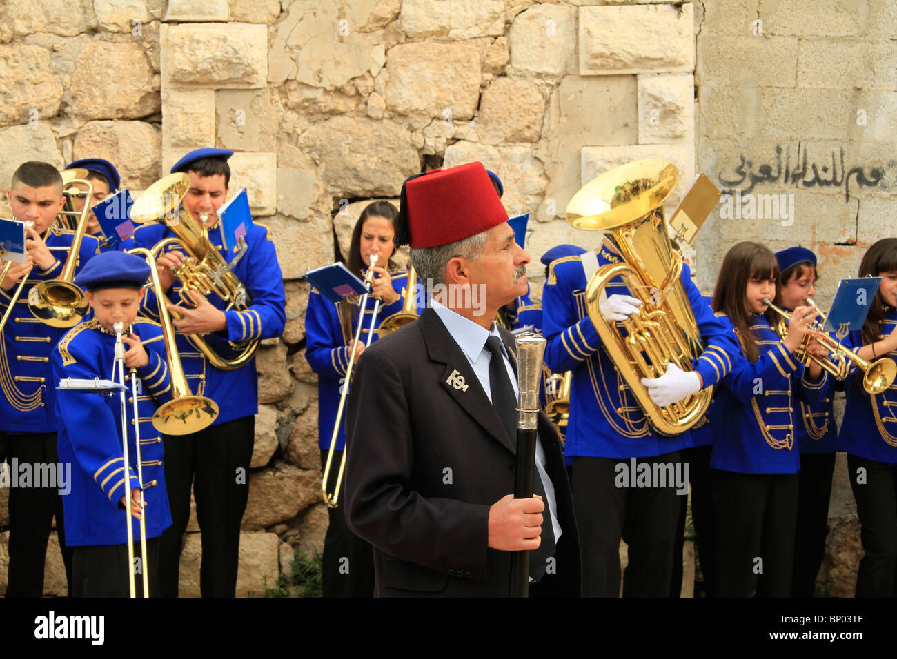 Israel, Lod, a marching band playing on the day of St. George Stock Photo