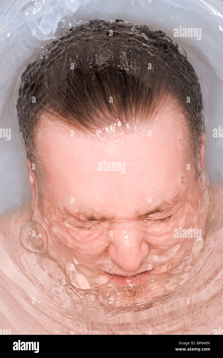 Man's Face Submerged Under Water Stock Photo Alamy