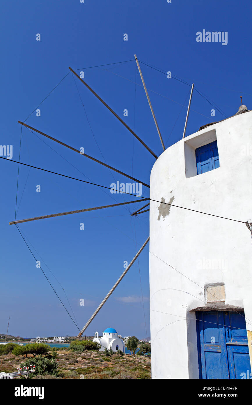 windmill at the main village of Antiparos Island, Cyclades, Aegean Islands, Greece Stock Photo