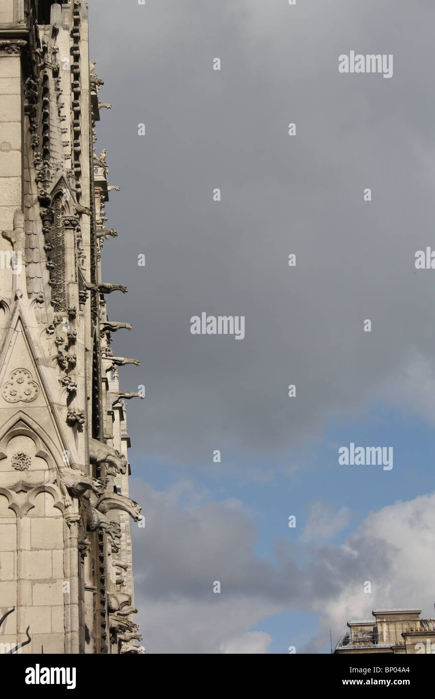 Paris, Cathedral of Notre Dame, gargoyles, finials and crockets on the ...