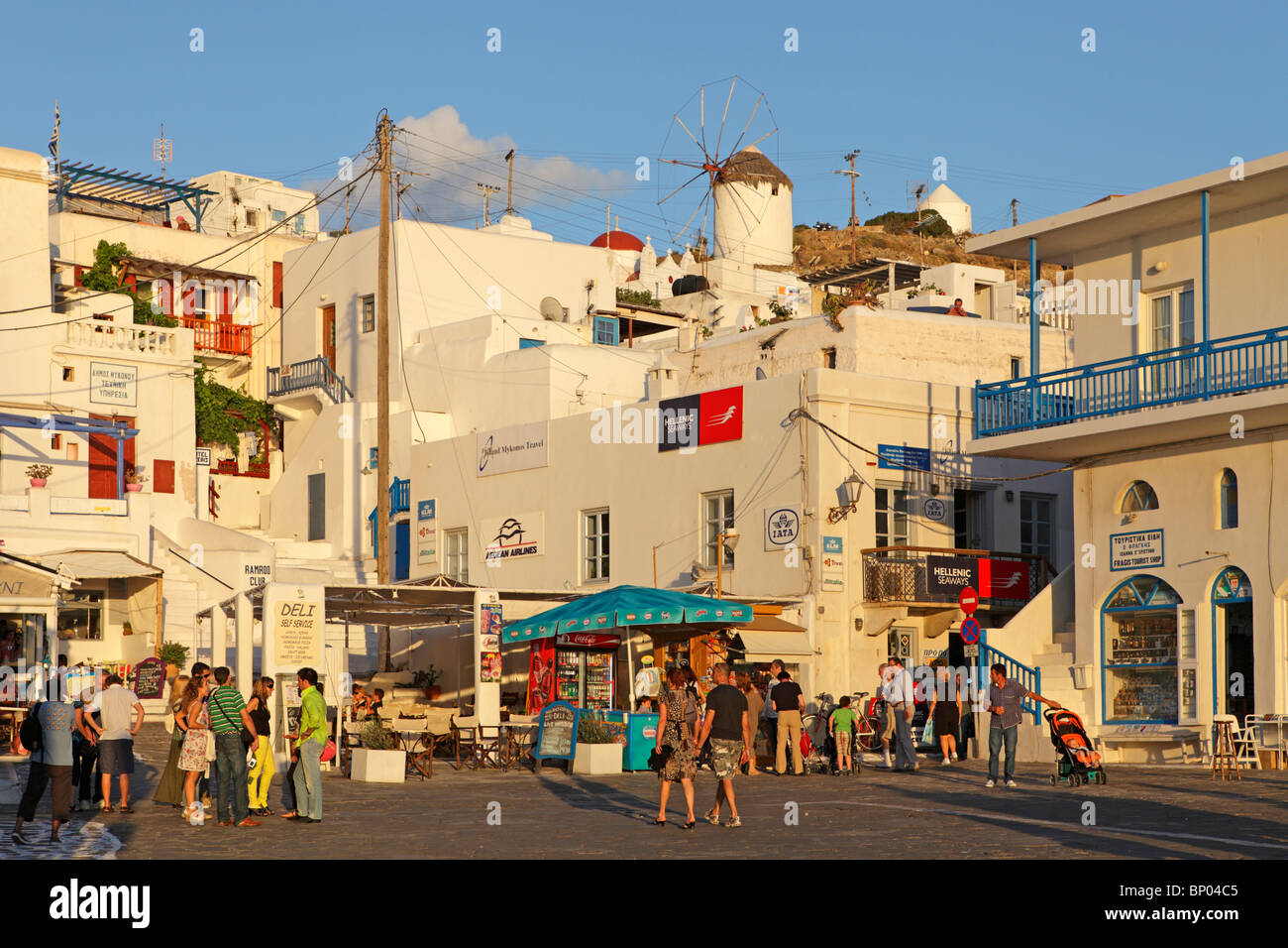 houses at the harbour of Mykonos Town, Mykonos Island, Cyclades, Aegean Islands, Greece Stock Photo