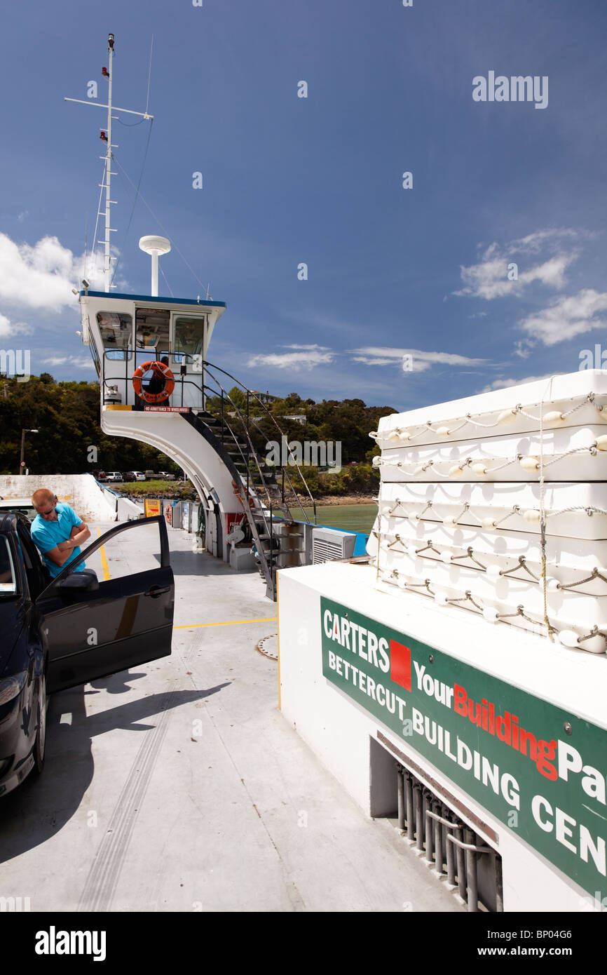 A New Zealand car ferry in Russell Stock Photo