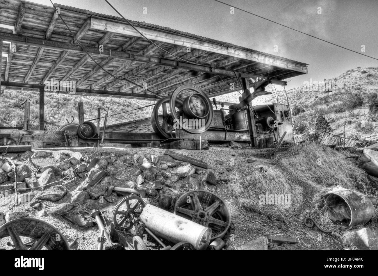 lumber saw mill Black and White Jerome Arizona Stock Photo Alamy