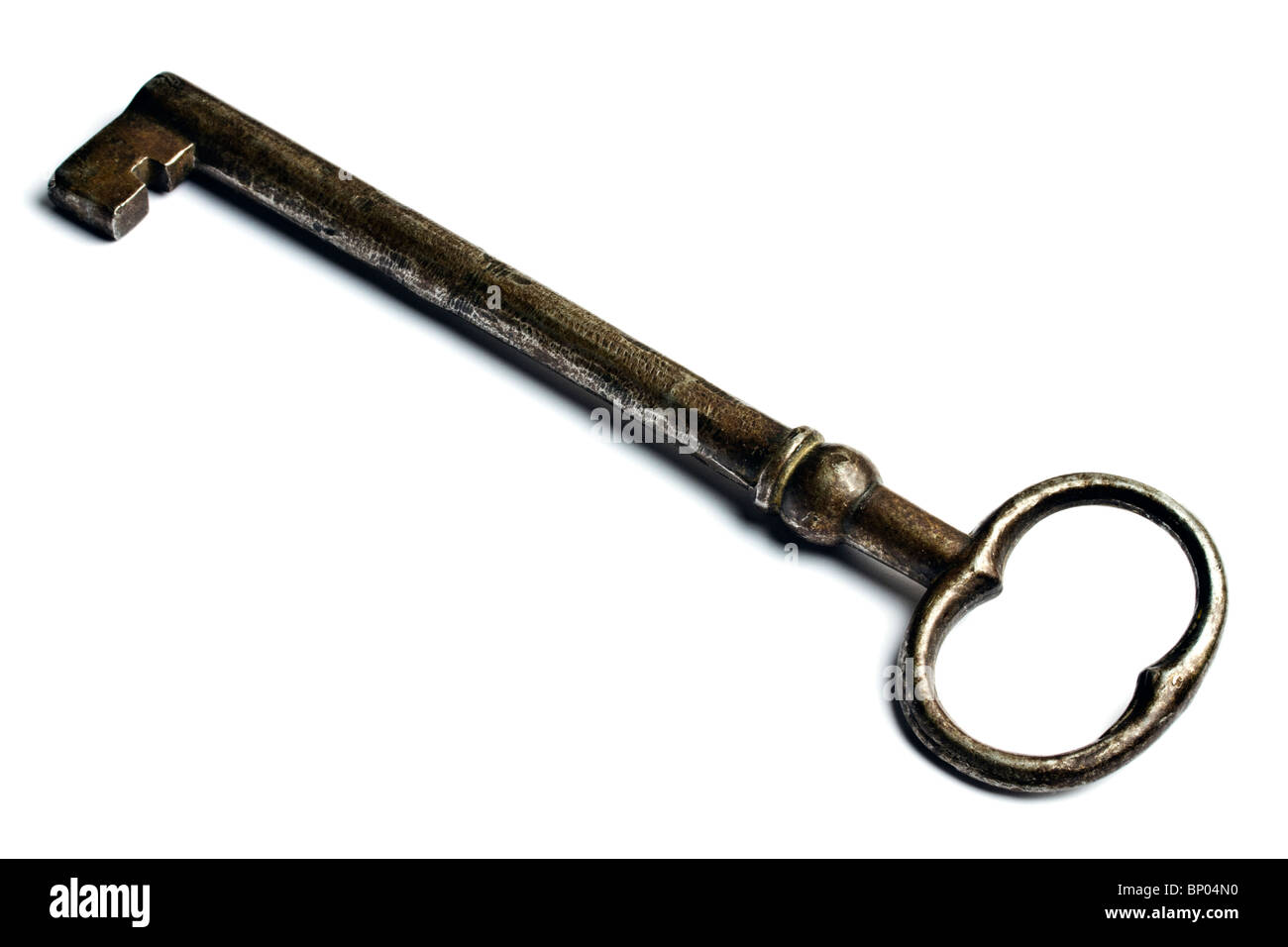 Old key isolated on white background Stock Photo Alamy