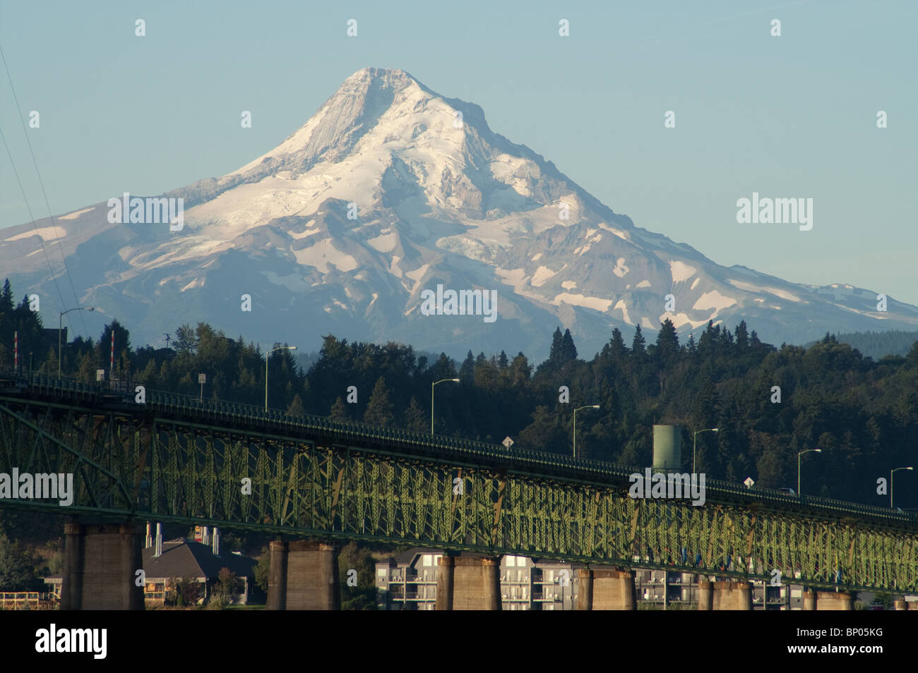 The WHITE SALMON INTERSTATE BRIDGE looking towards Hood River and Mount