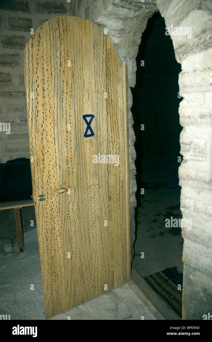 A photo of the door made from cactus wood in the salt hotel at San Juan de Rosario, Salar de Uyuni, Bolivia. Stock Photo