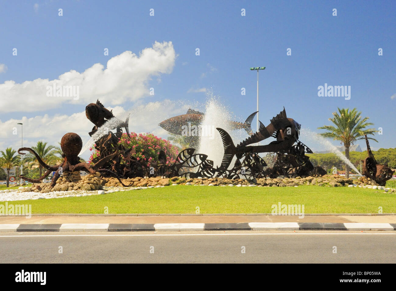 Iconic Roundabout of Moraira, Costa Blanca, Spain Stock Photo