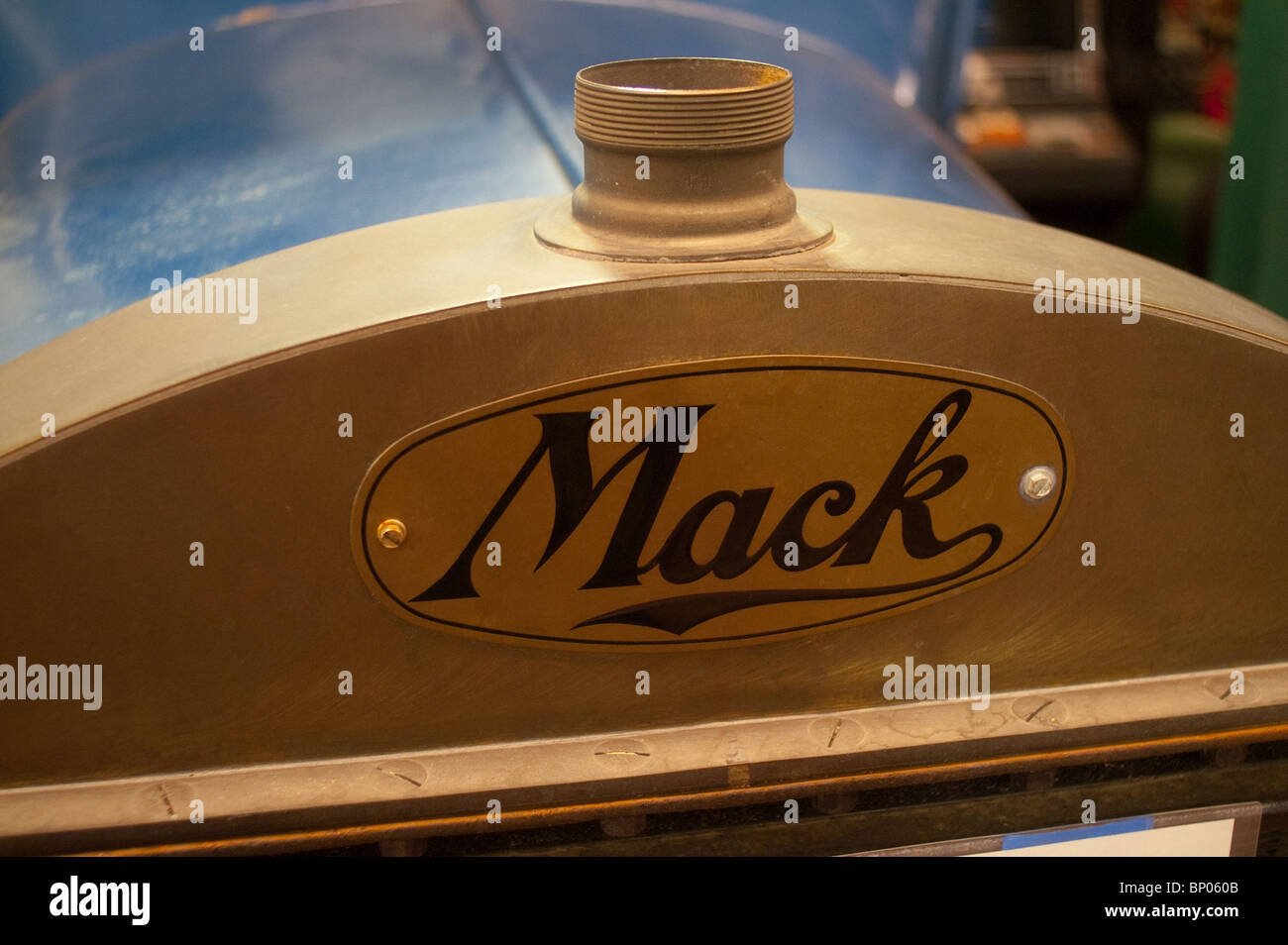 Front end of an antique Mack vehicle Stock Photo
