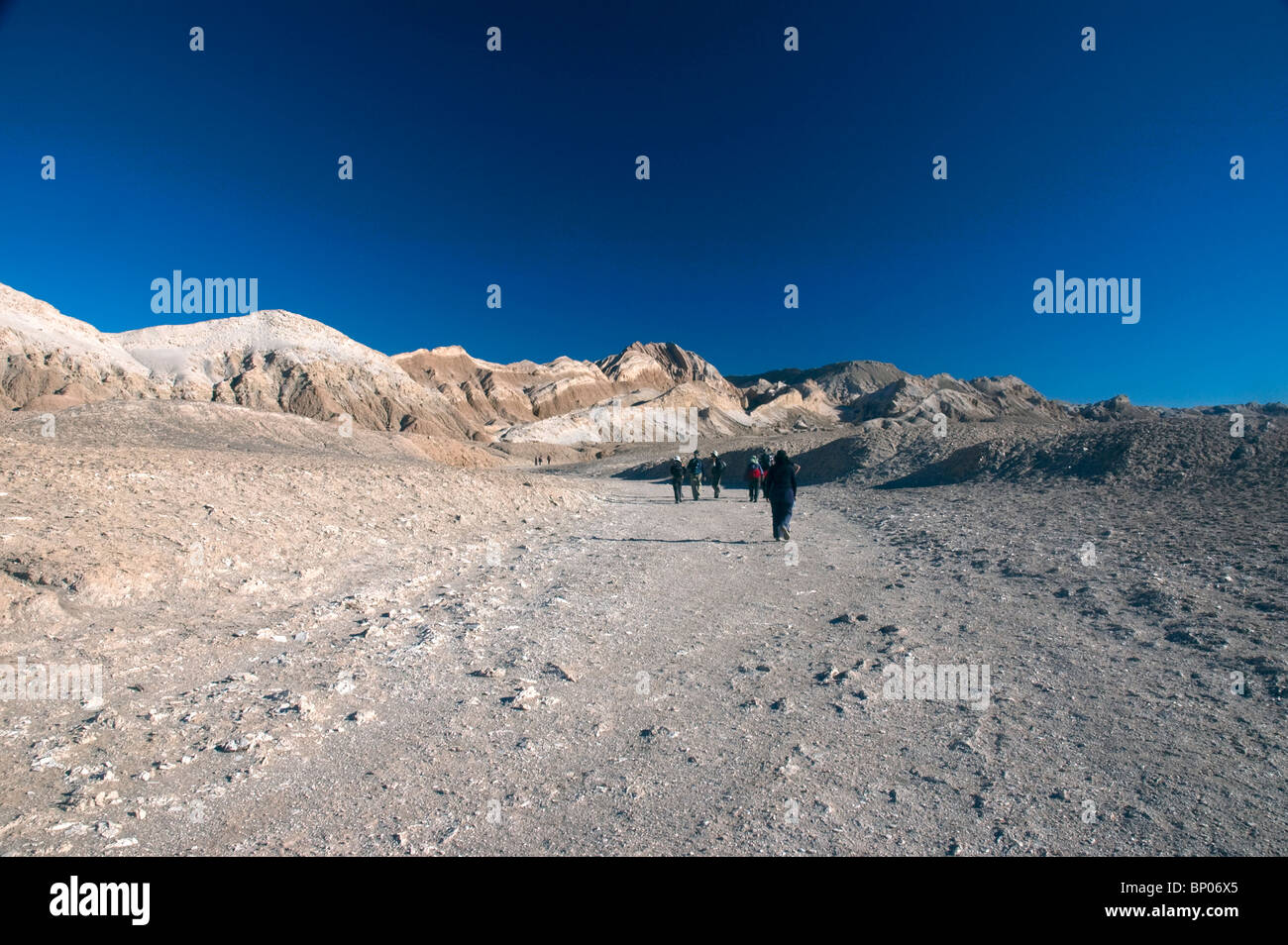 Eroded rock formations in the Valle de la Luna, Moon Valley, San Pedro de Atacama, Chile, South America. Stock Photo