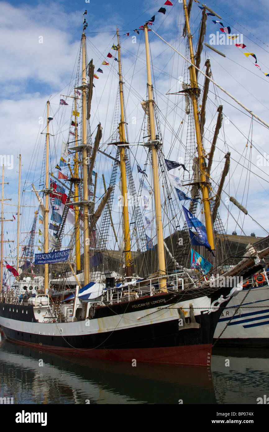 Sail Training Ship T S Pelican of London at Hartlepool 2010 Tall Ships Race, Village and Marina, Teesside, North Yorkshire, UK Stock Photo