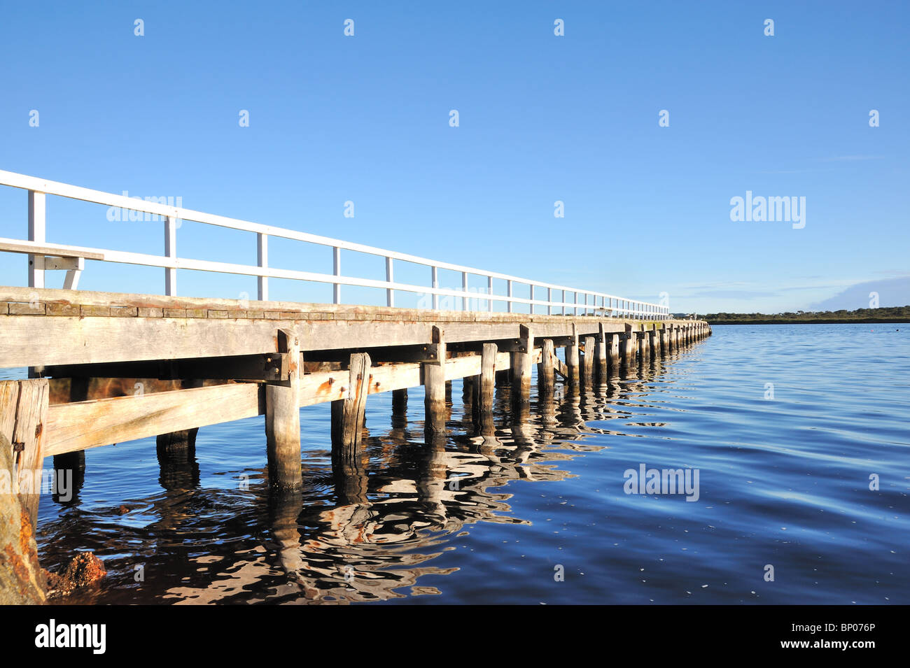 Wooden jetty in a west Australian landscape Stock Photo