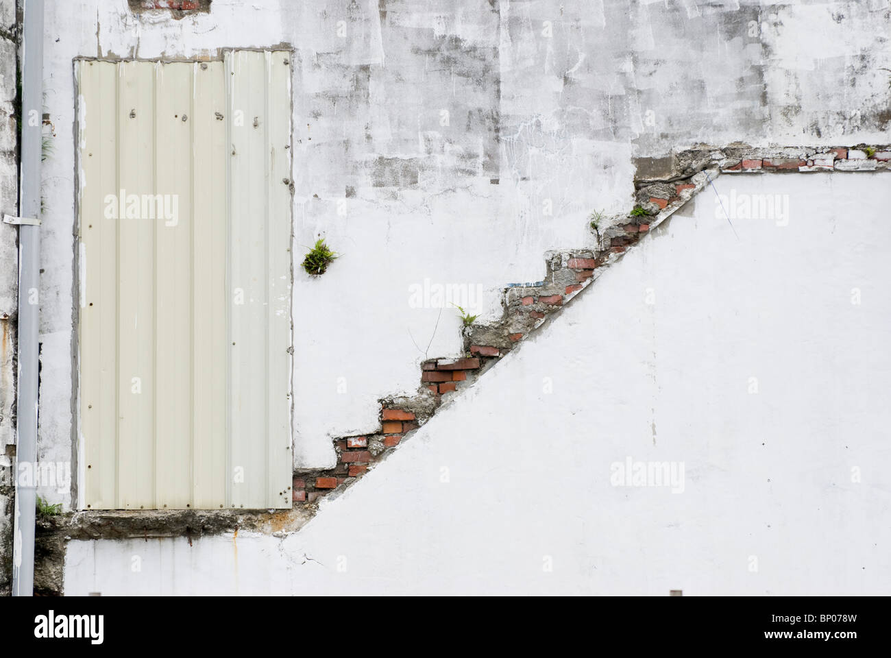 Abstract of door, stairs and grunge wall Stock Photo