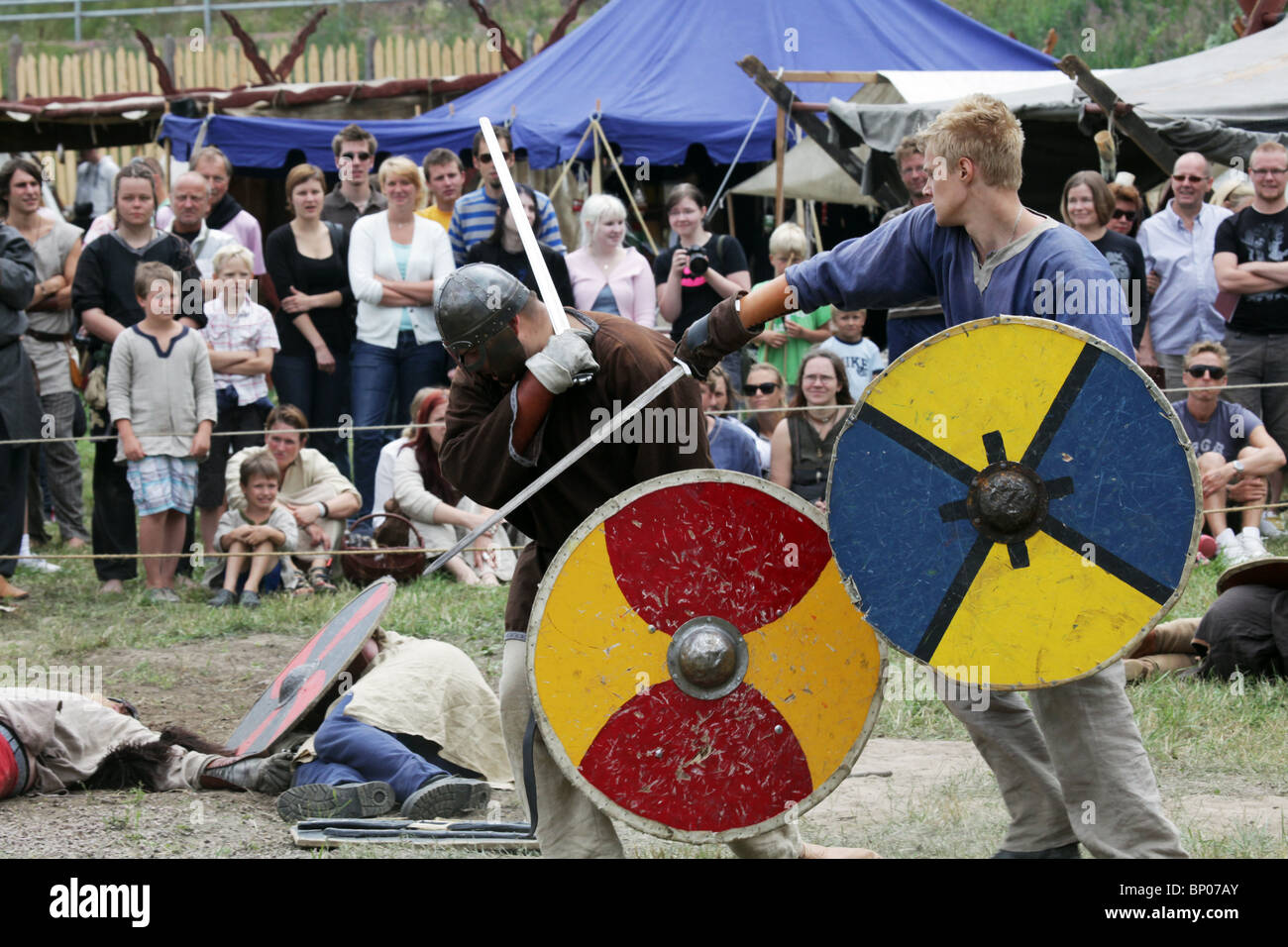 Battle reenactment Finland's biggest Viking Market Festival at Kvarnbo