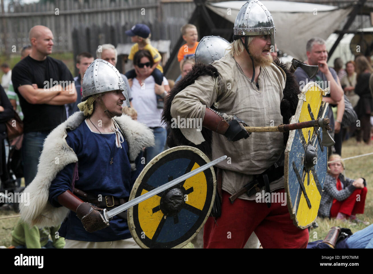 Battle reenactment Finland's biggest Viking Market Festival at Kvarnbo