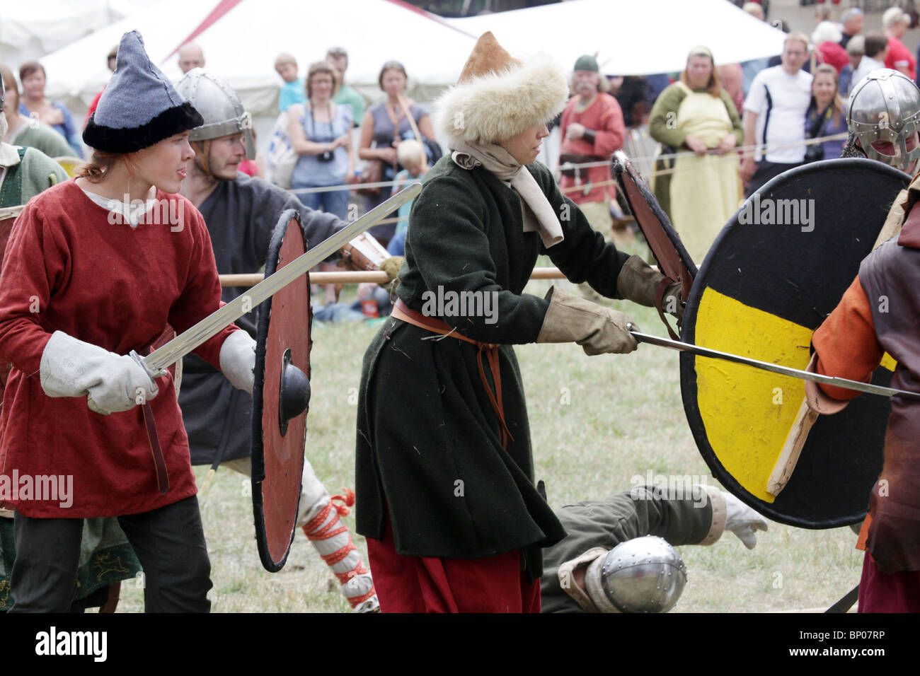 Battle reenactment Finland's biggest Viking Market Festival at Kvarnbo