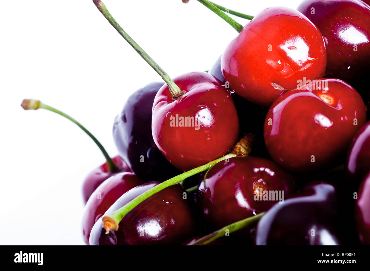 Ripe juicy red sweet cherries. Stock Photo