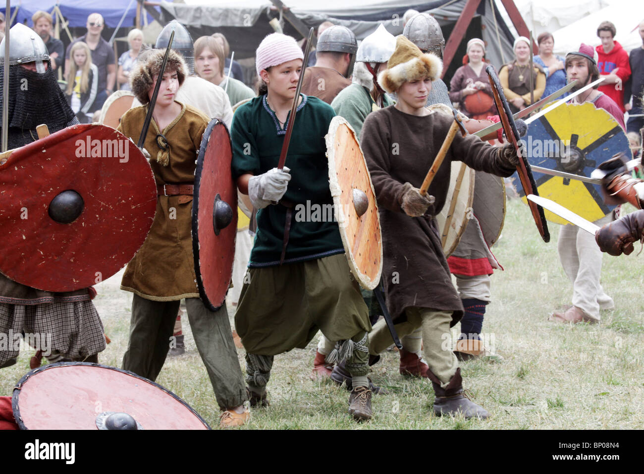 Battle reenactment Finland's biggest Viking Market Festival at Kvarnbo