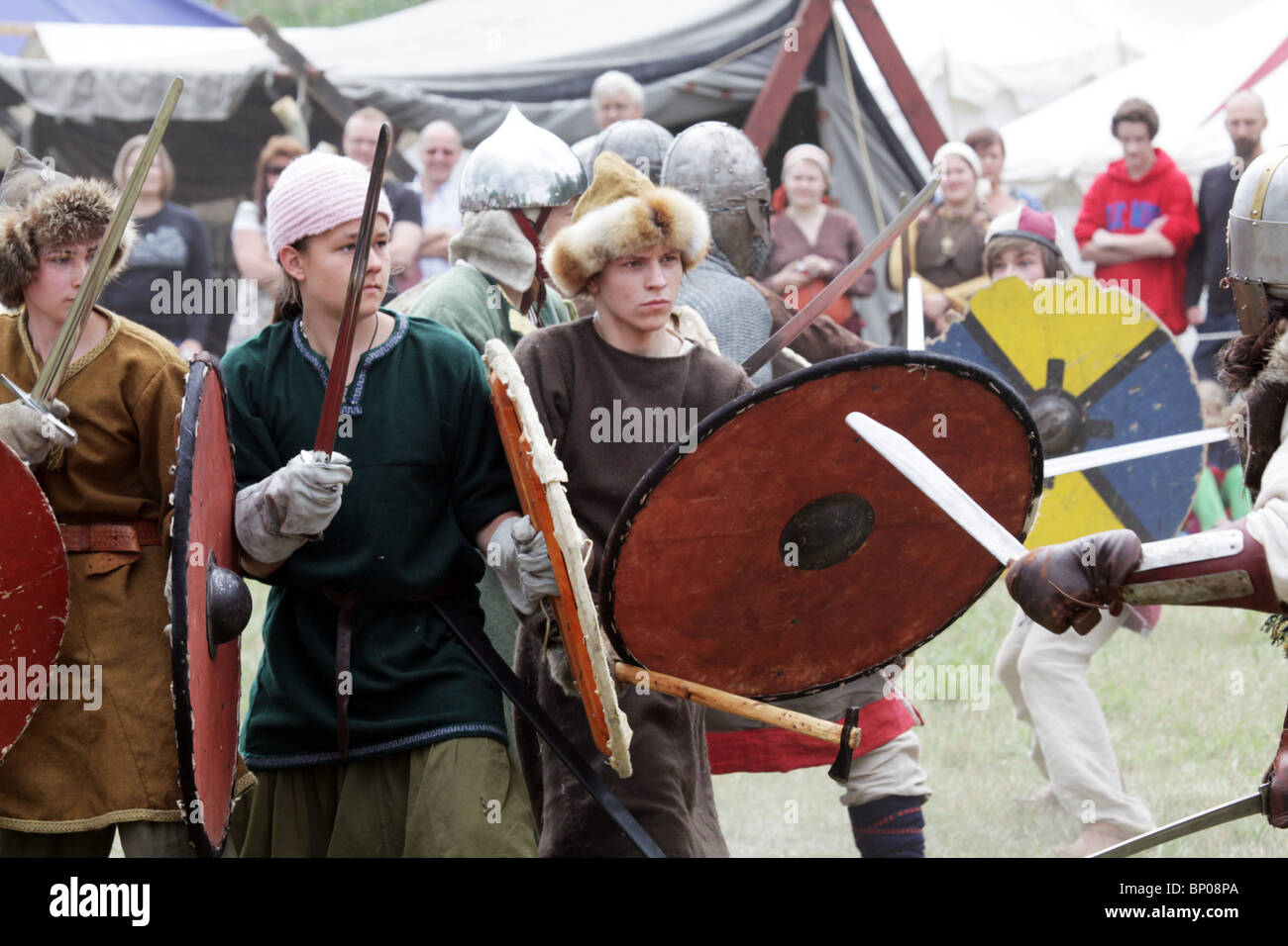 Battle reenactment Finland's biggest Viking Market Festival at Kvarnbo