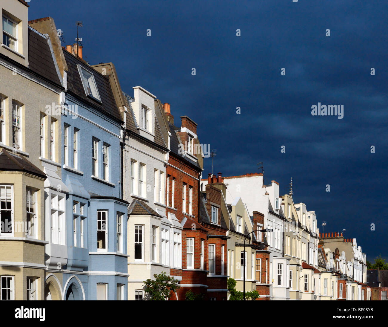 terraced housing fulham london Stock Photo