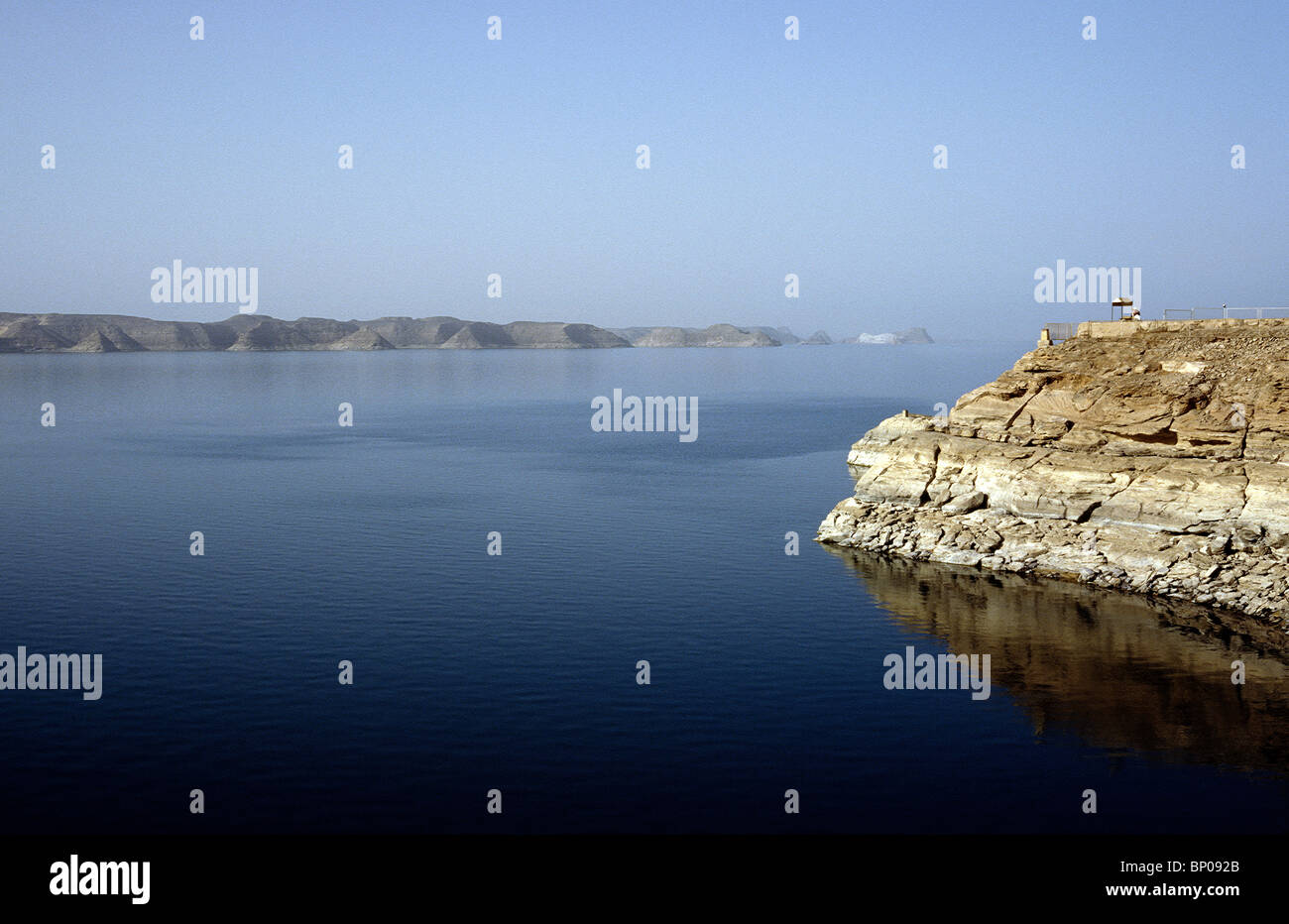 View of Lake Nasser at the Egyptian border to Sudan. Stock Photo