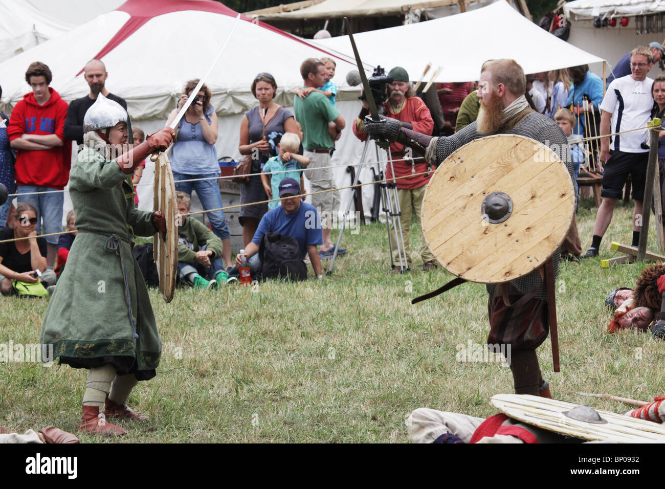 Battle reenactment Finland's biggest Viking Market Festival at Kvarnbo