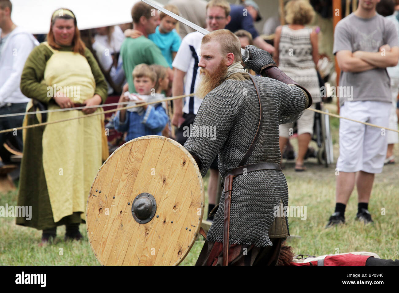 Battle reenactment Finland's biggest Viking Market Festival at Kvarnbo