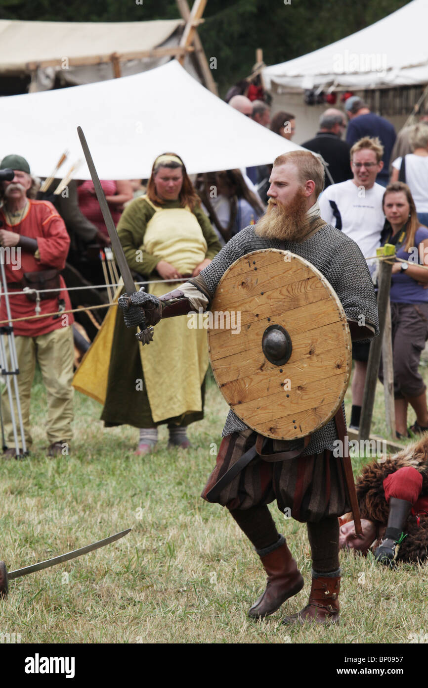 Battle reenactment Finland's biggest Viking Market Festival at Kvarnbo