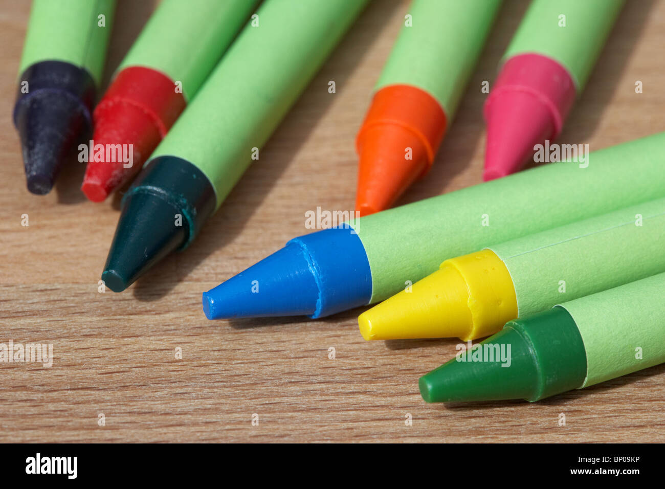 childs coloured wax crayons Stock Photo