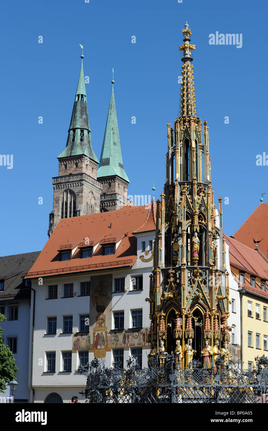 The Beautiful Fountain or Schoner Brunnen in Nuremberg Germany Nurnberg