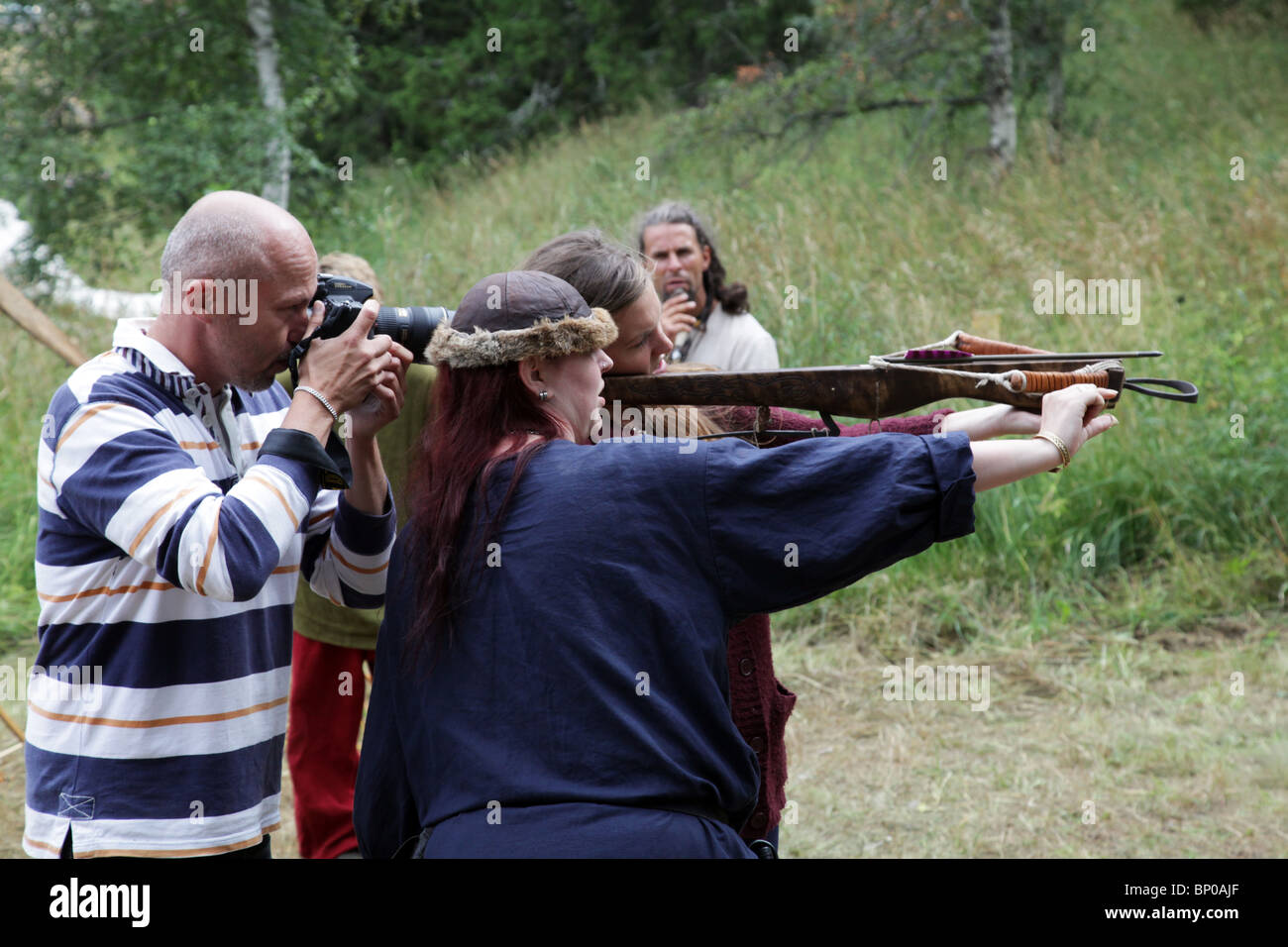 Journalist takes crossbow lesson at Finland's biggest Viking Market